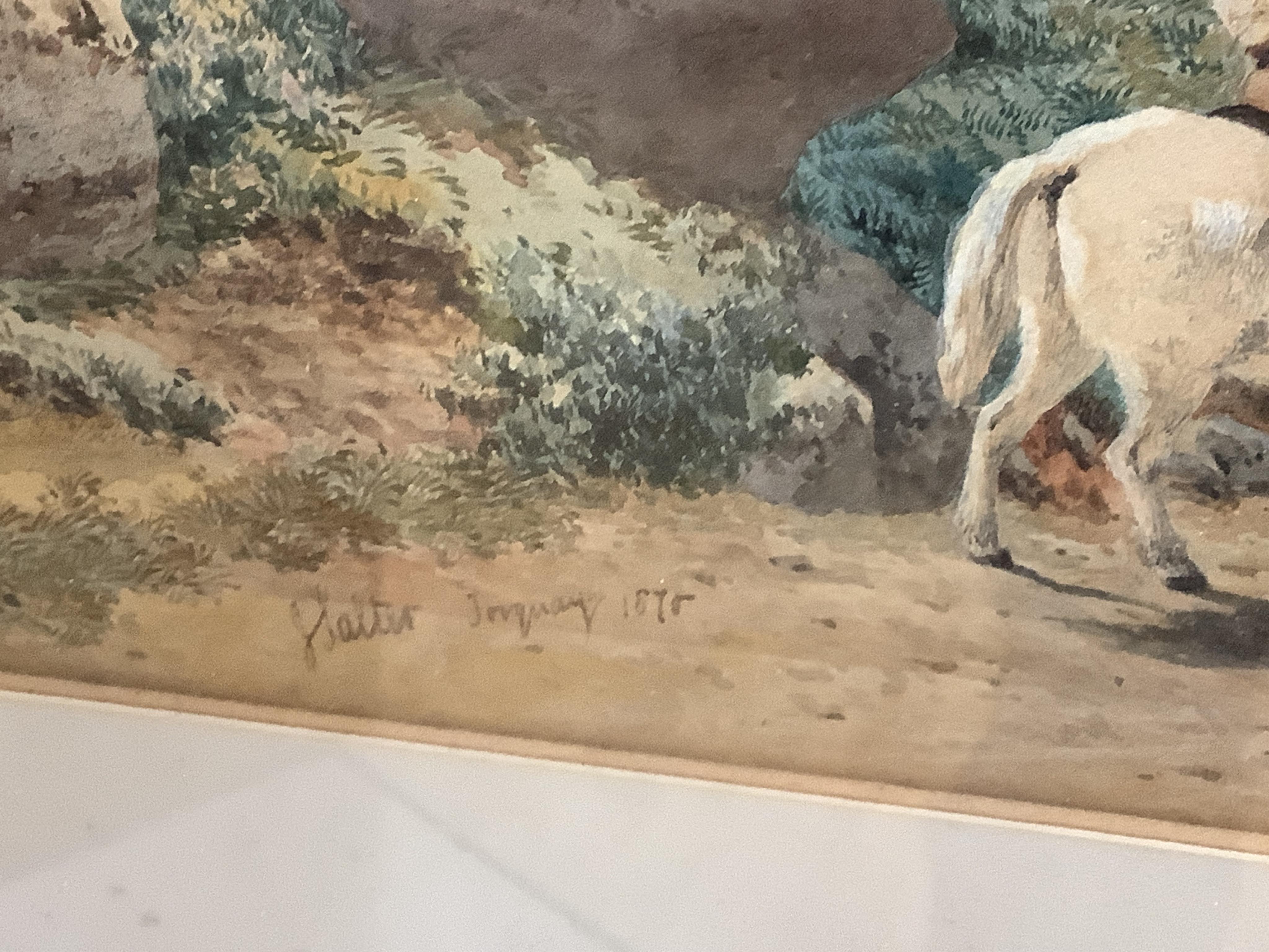 John William Salter (1825-1891), Extensive landscape with cattle, Torquay, signed and dated 1870, watercolour, 45 x 71cm